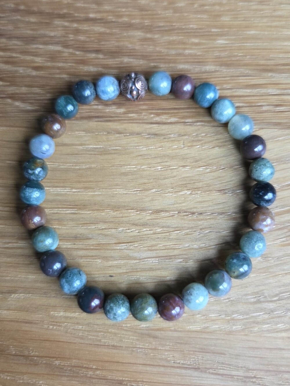 Indian Agate Beaded Stretch Bracelet | Handmade